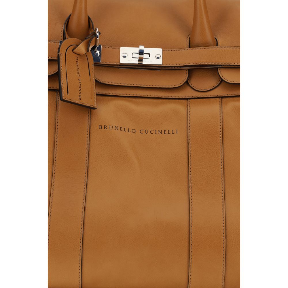 Brunello Cucinelli Brown Calf Leather Bos Taurus Luggage And Men's Travel