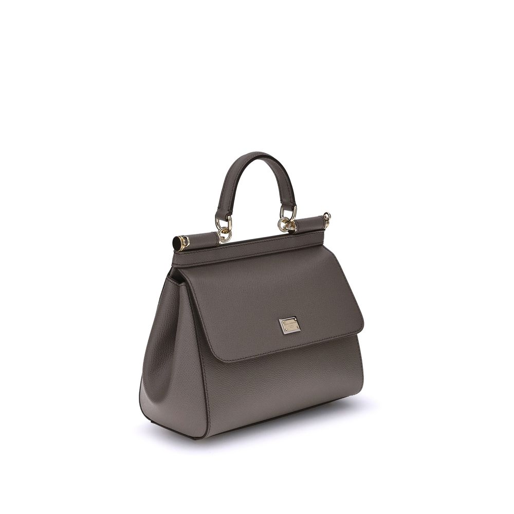 Dolce & Gabbana Gray Calf Leather Bos Taurus Shoulder Women's Bag