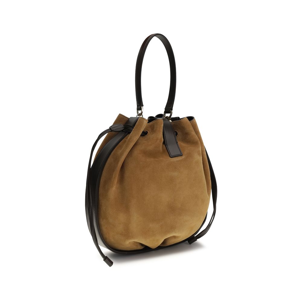 Ferragamo Brown Calf Leather Bos Taurus Backet Women's Bag