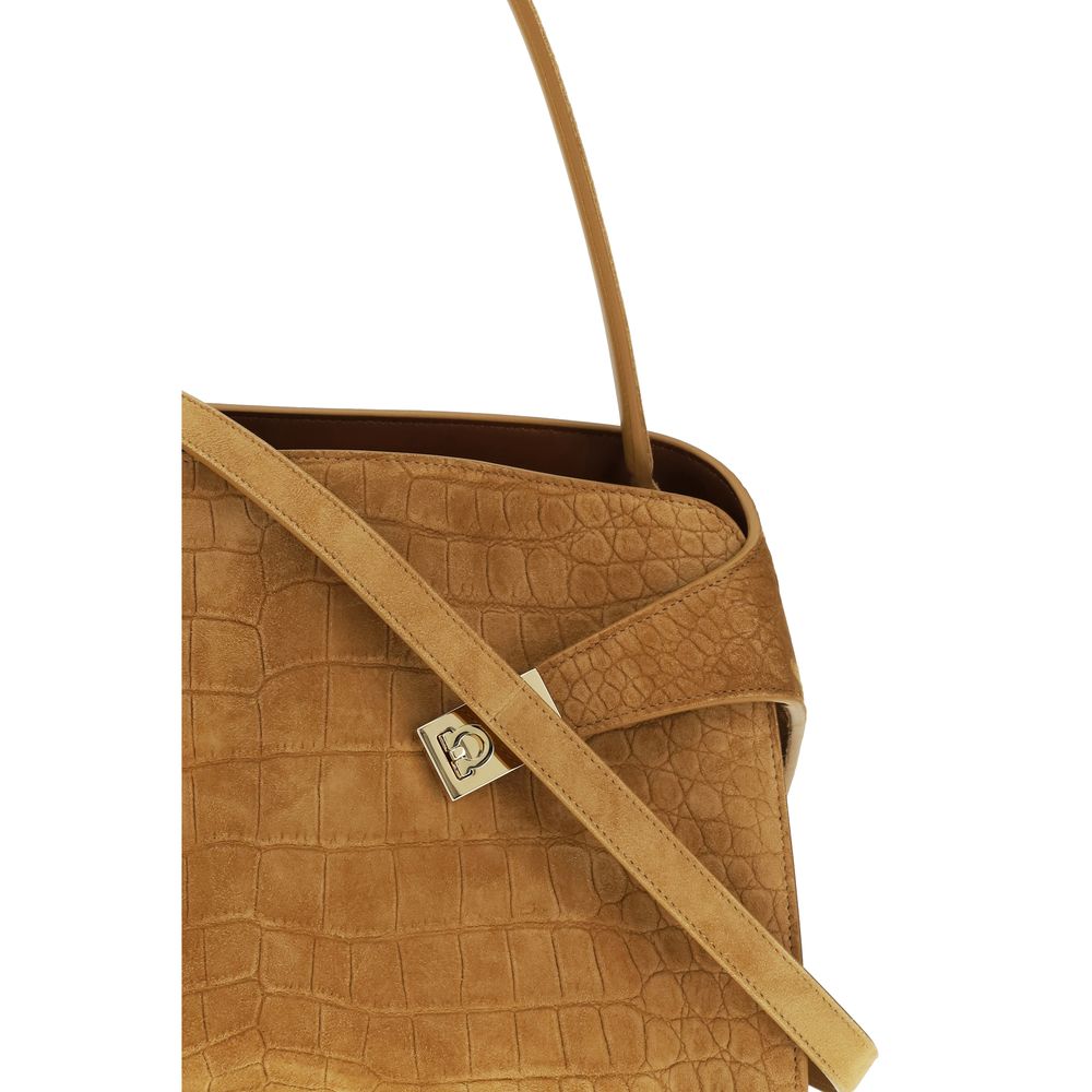 Ferragamo Beige Goatskin Shoulder Women's Bag