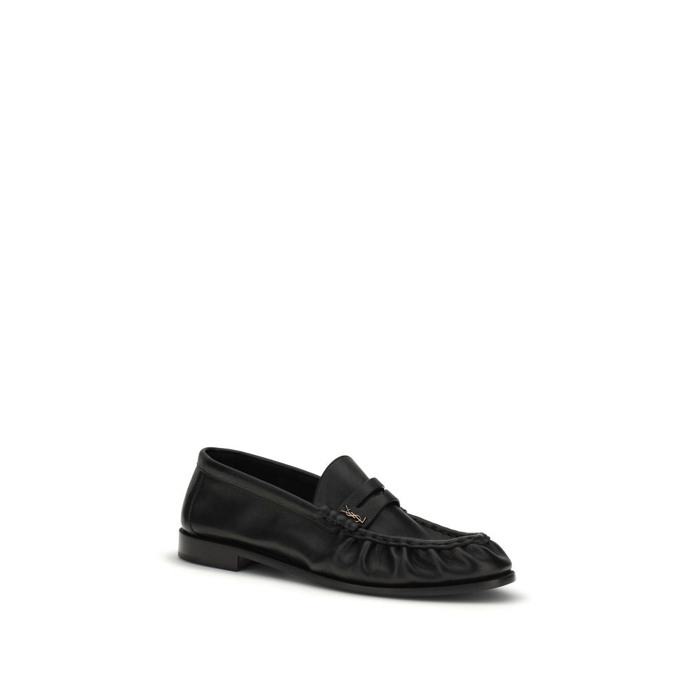 Saint Laurent Black Calf Leather Bos Taurus Slip-On Men's Loafers