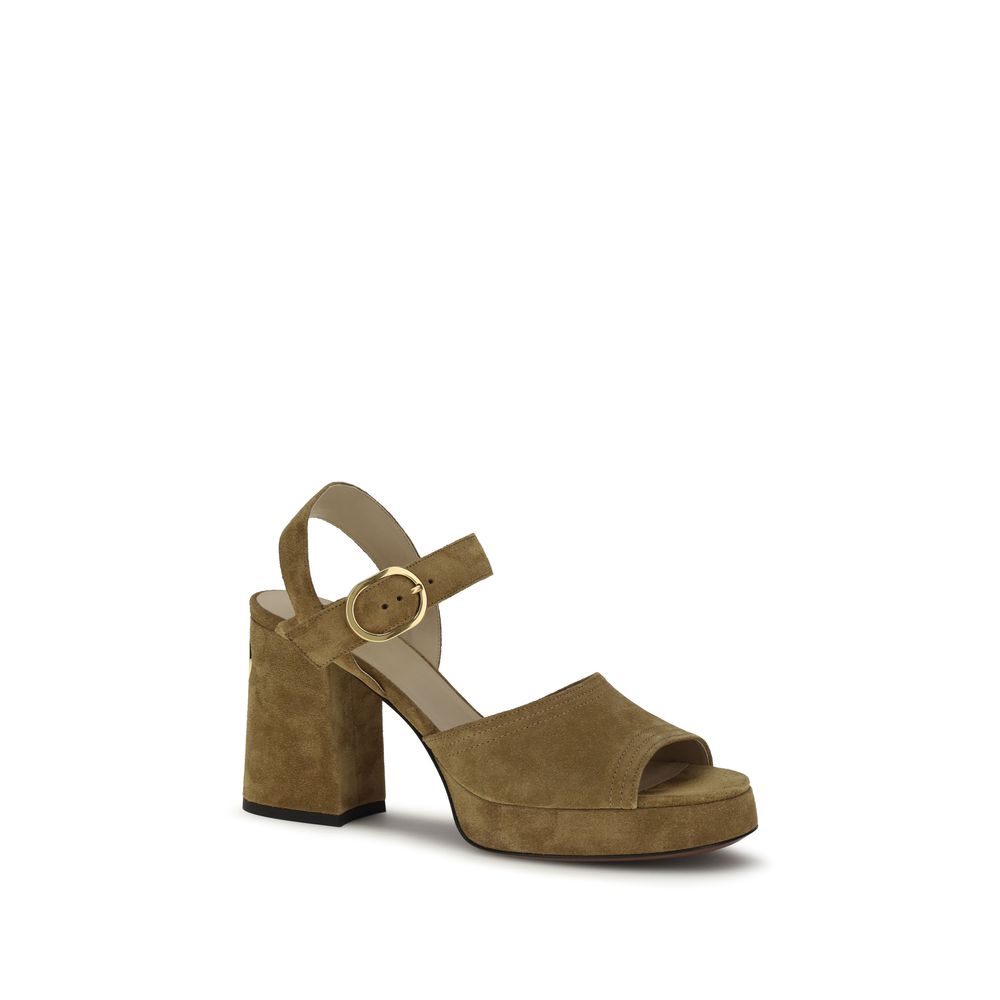 Valentino Garavani Beige Calf Leather Bos Taurus Platform Women's Sandals