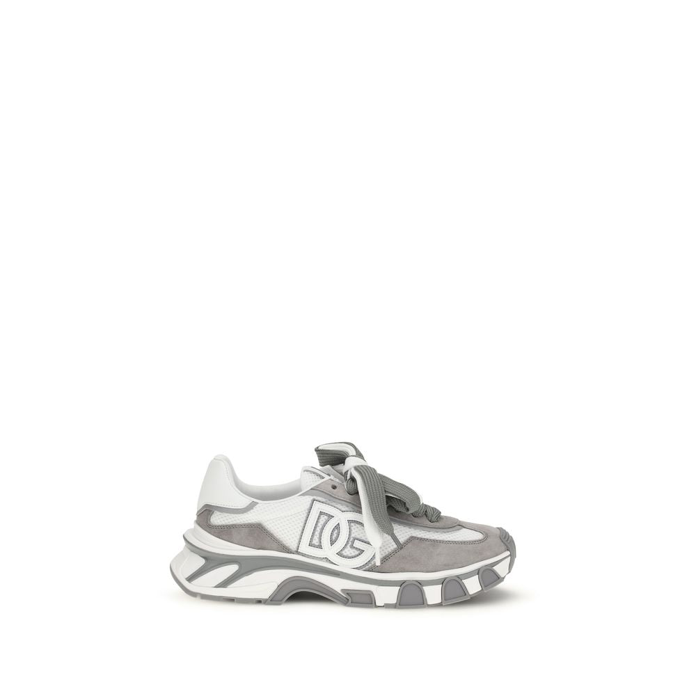 Dolce & Gabbana Gray Calf Leather Bos Taurus Athletic Men's Sneakers