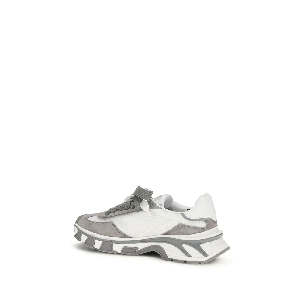 Dolce & Gabbana Gray Calf Leather Bos Taurus Athletic Men's Sneakers