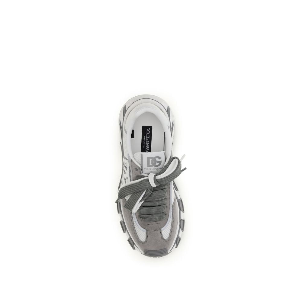 Dolce & Gabbana Gray Calf Leather Bos Taurus Athletic Men's Sneakers