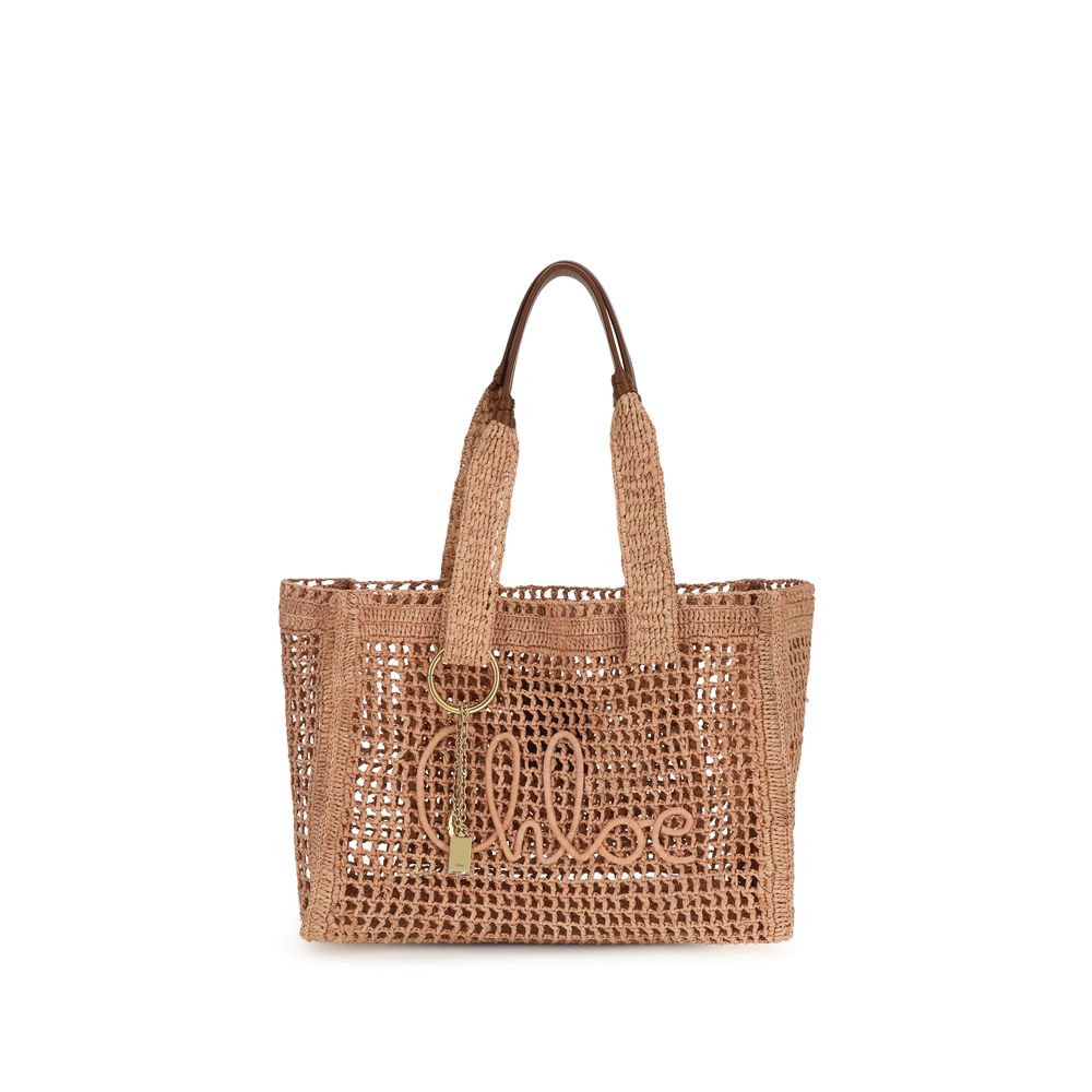 Chloé Beige Raffia Shoulder Women's Bag