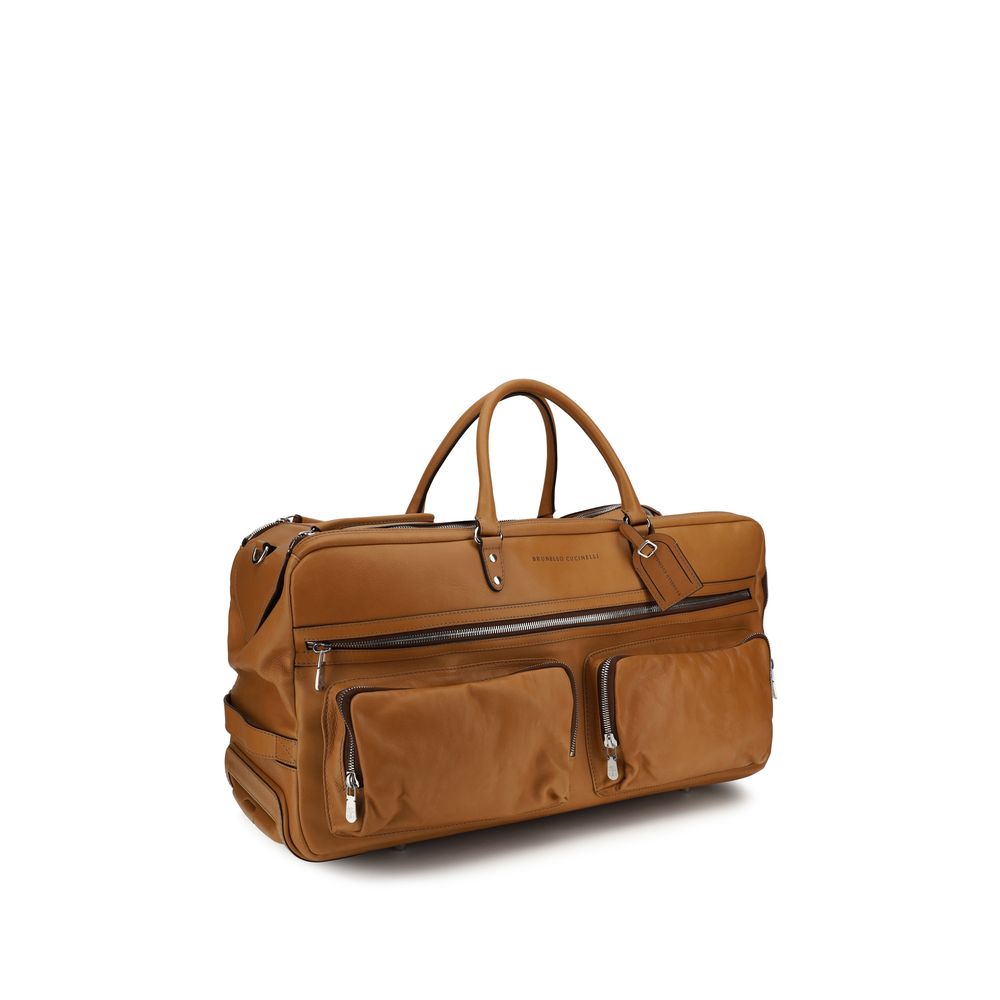 Brunello Cucinelli Brown Calf Leather Bos Taurus Luggage And Men's Travel