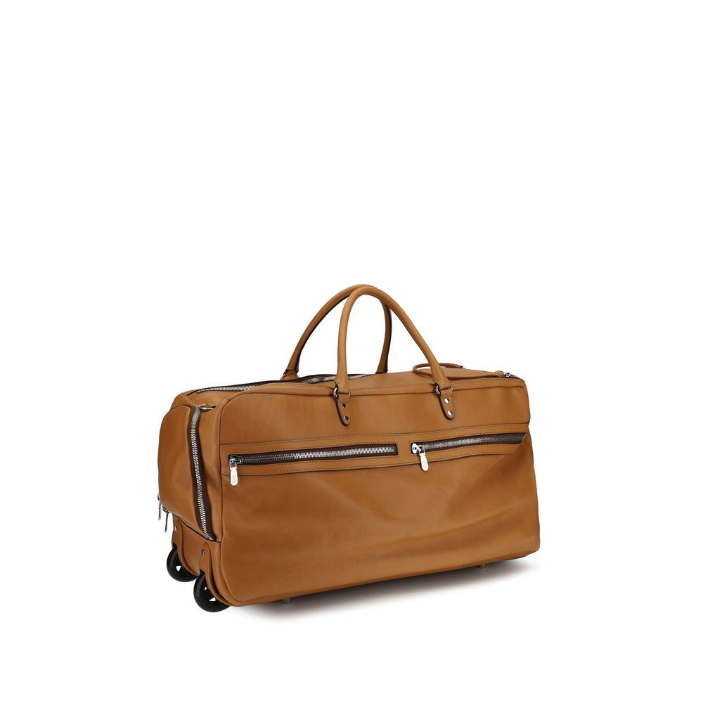 Brunello Cucinelli Brown Calf Leather Bos Taurus Luggage And Men's Travel