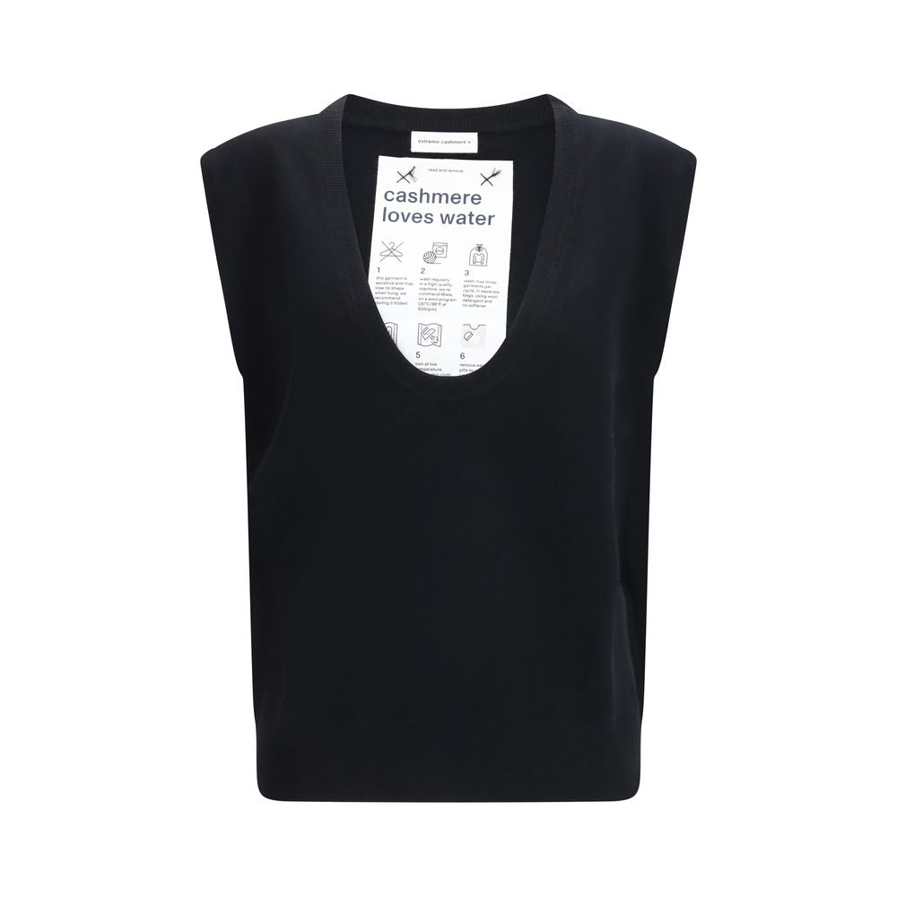 Extreme Cashmere Black Elastane Sleeveles Women's Sweater