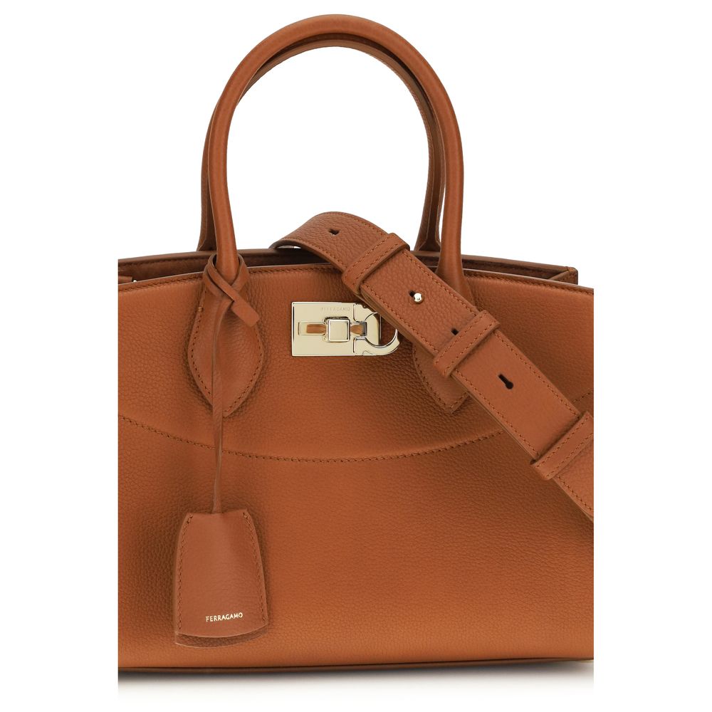 Ferragamo Brown Calf Leather Bos Taurus Women's Handbag