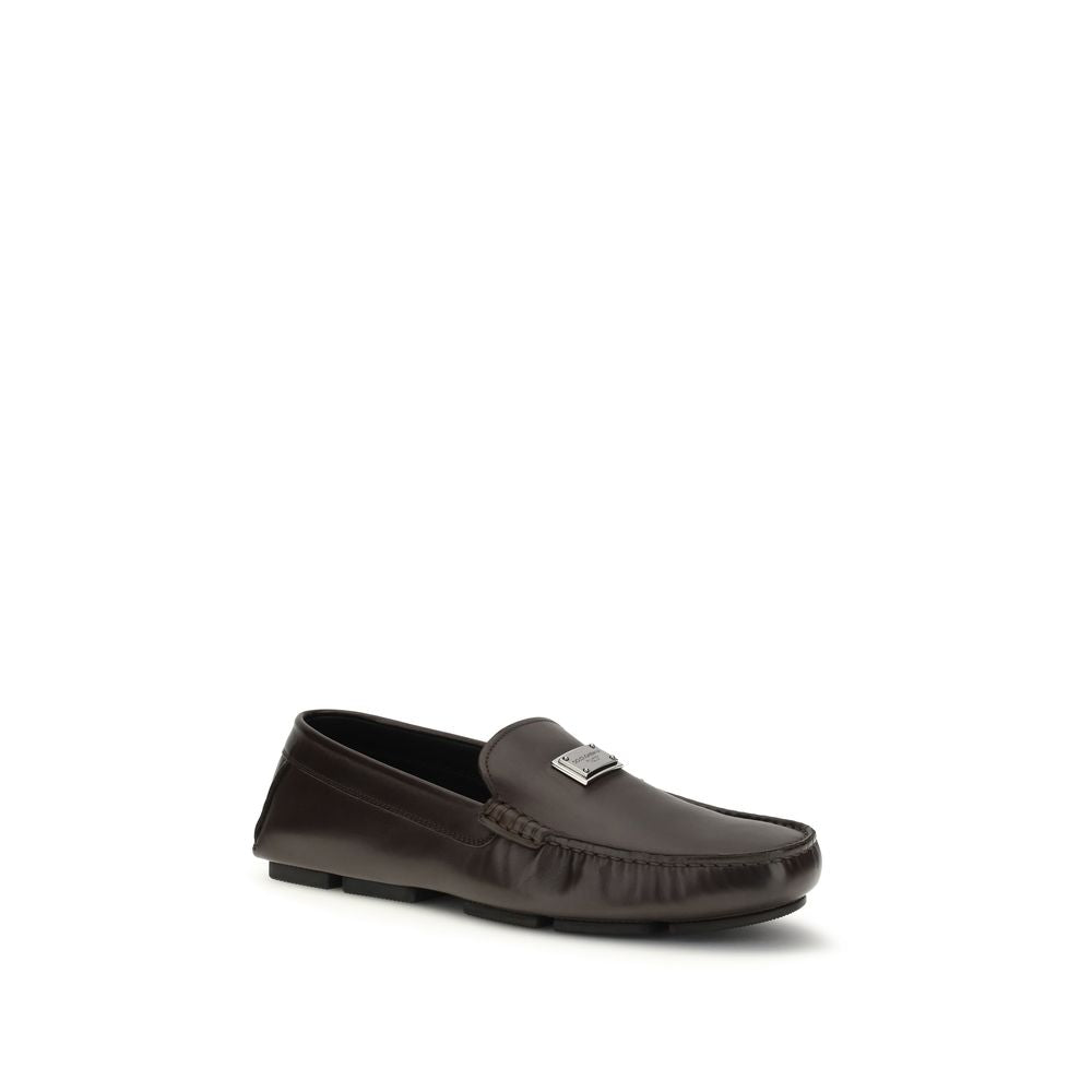 Dolce & Gabbana Brown Calf Leather Bos Taurus Slip-On Men's Loafers