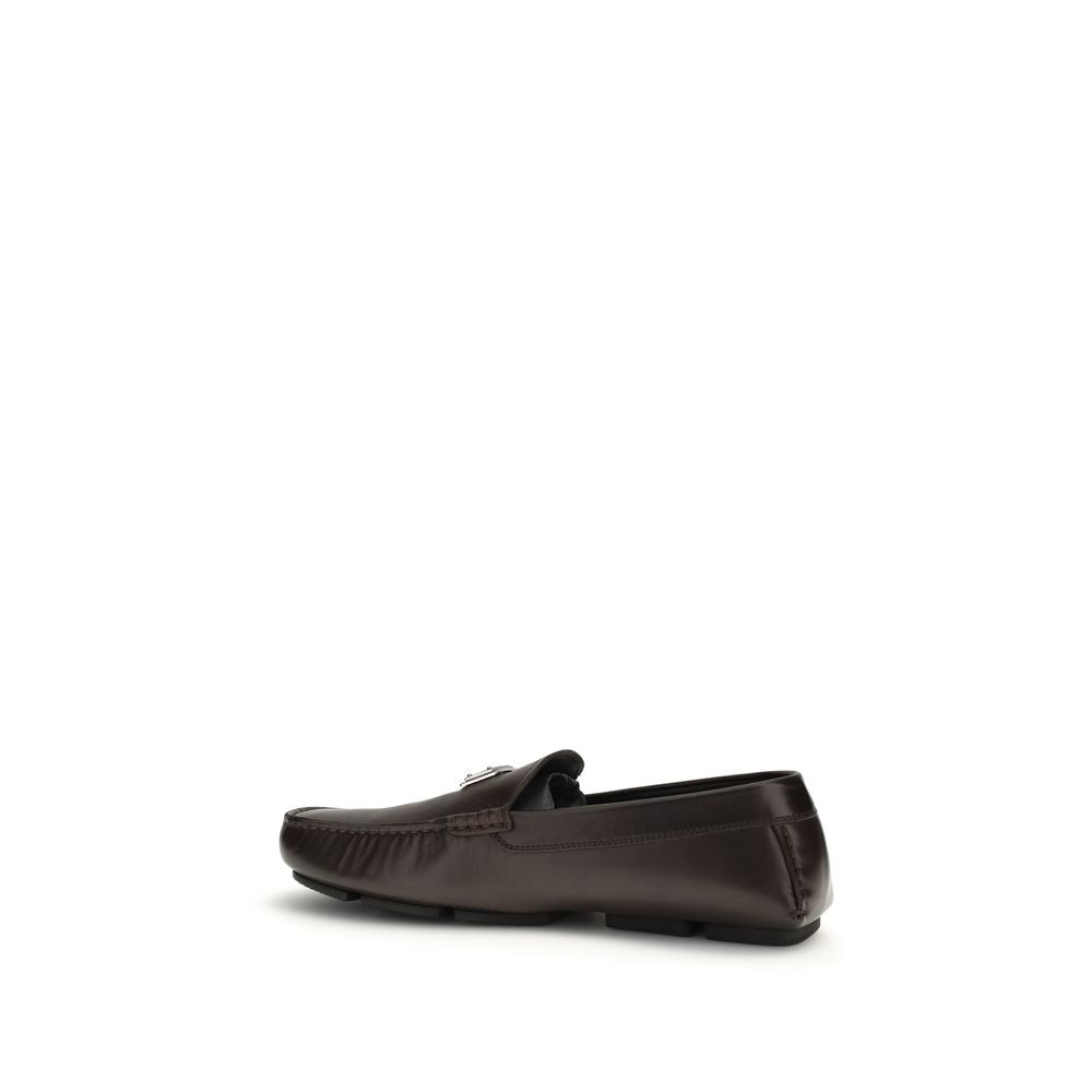 Dolce & Gabbana Brown Calf Leather Bos Taurus Slip-On Men's Loafers