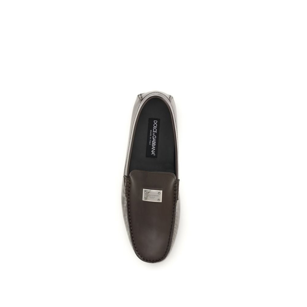 Dolce & Gabbana Brown Calf Leather Bos Taurus Slip-On Men's Loafers