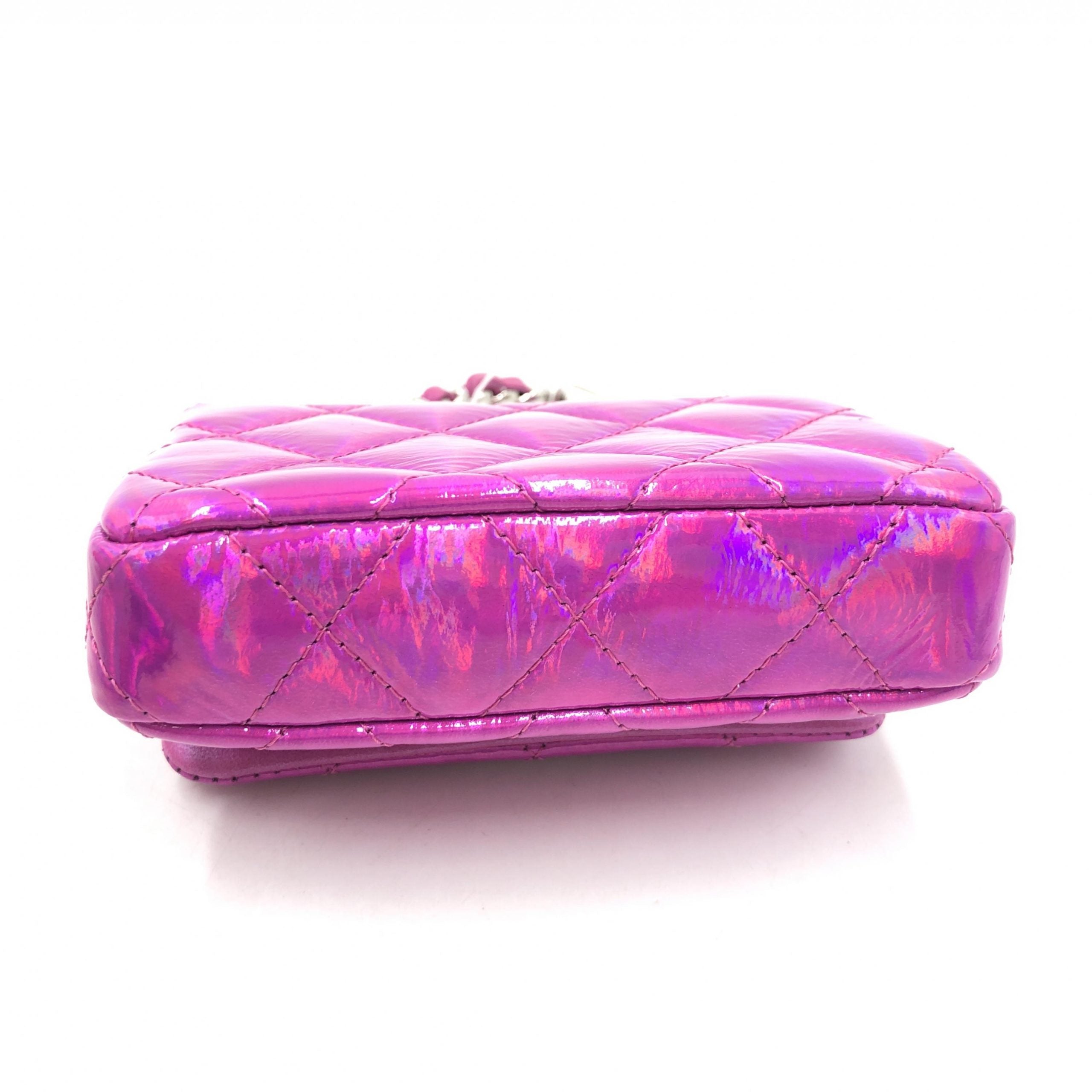 Chanel Iridescent Pink Quilted Leather Women's Pouch (Pre-Owned)