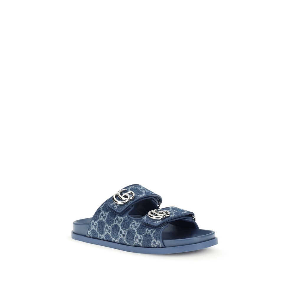 Gucci Blue Cotton Flat Women's Sandals