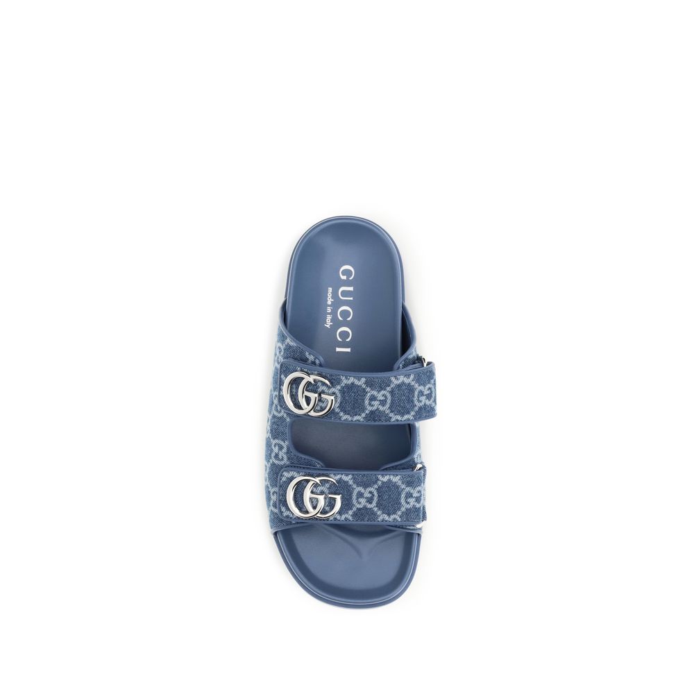 Gucci Blue Cotton Flat Women's Sandals