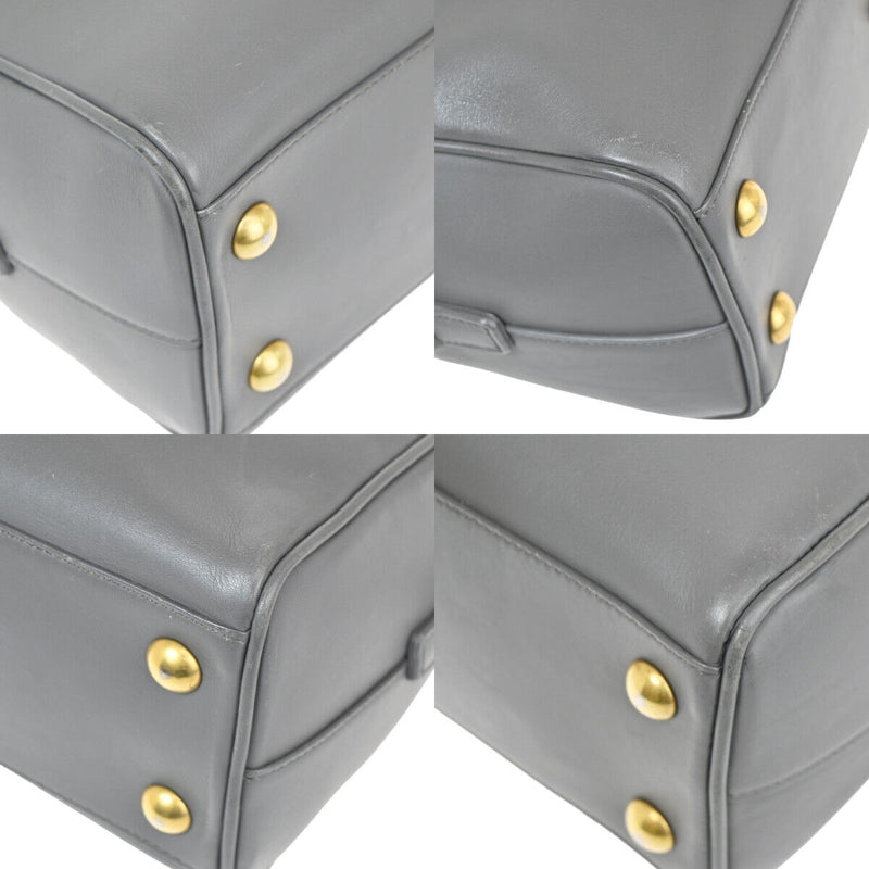 Saint Laurent Duffle Grey Leather Handbag (Pre-Owned)