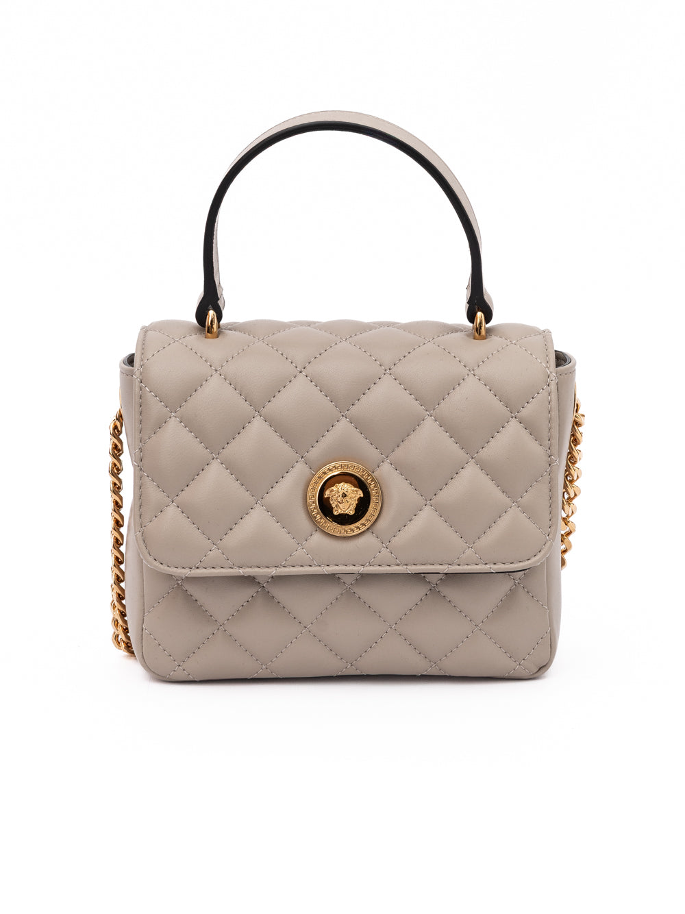 Versace Taupe Quilted Leather Women's Handbag
