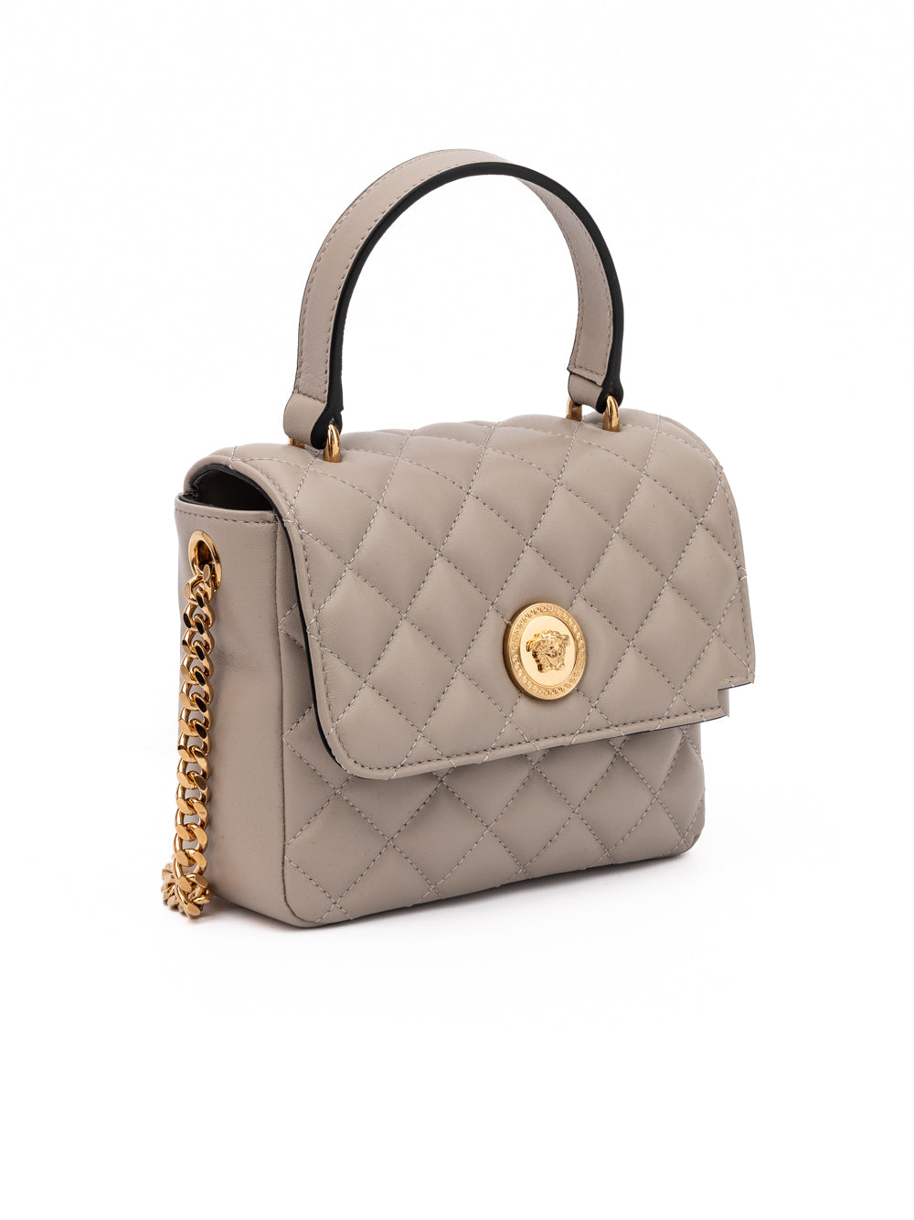 Versace Taupe Quilted Leather Women's Handbag