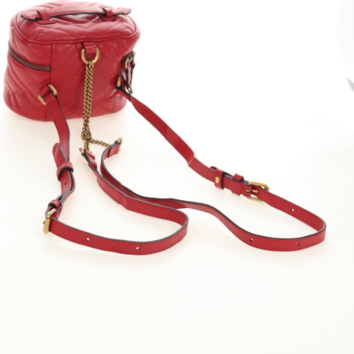 Gucci Gg Marmont Vanity Matelasse Leather Red Leather Backpack Bag (Pre-Owned)