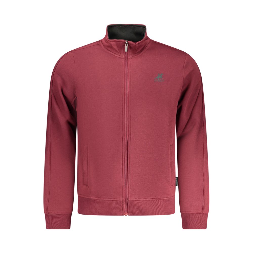U.S. Grand Polo Red Cotton Men's Sweatshirt with Zip and Men's Pockets