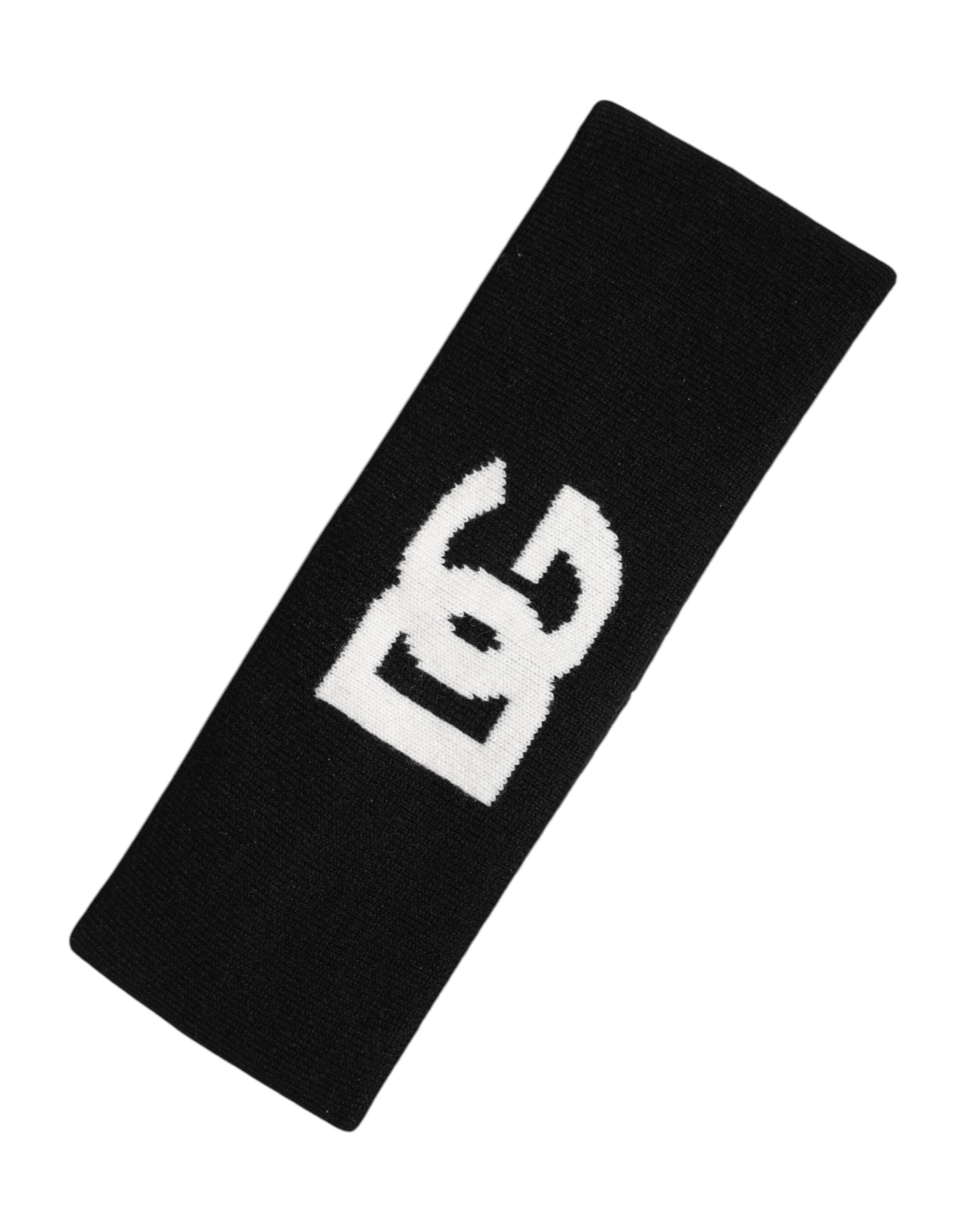 Dolce & Gabbana Men Black White Cashmere Logo Head Band Men's Hat