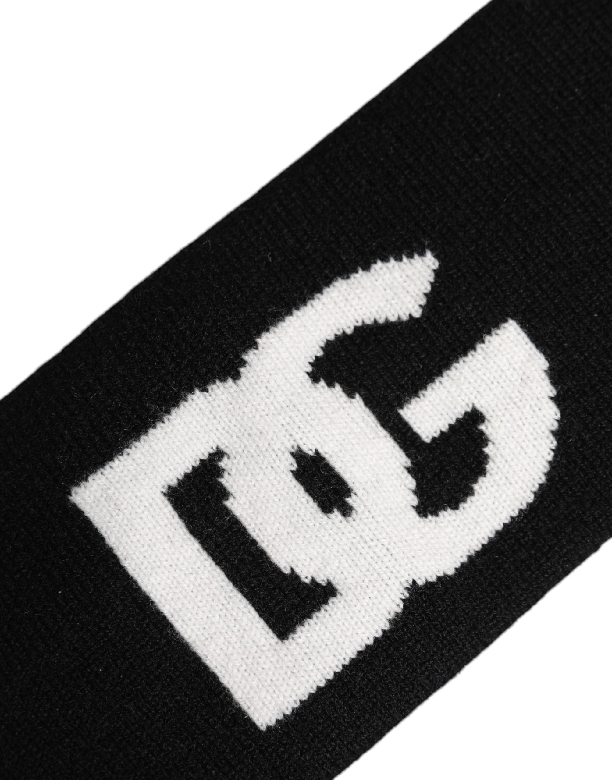 Dolce & Gabbana Men Black White Cashmere Logo Head Band Men's Hat