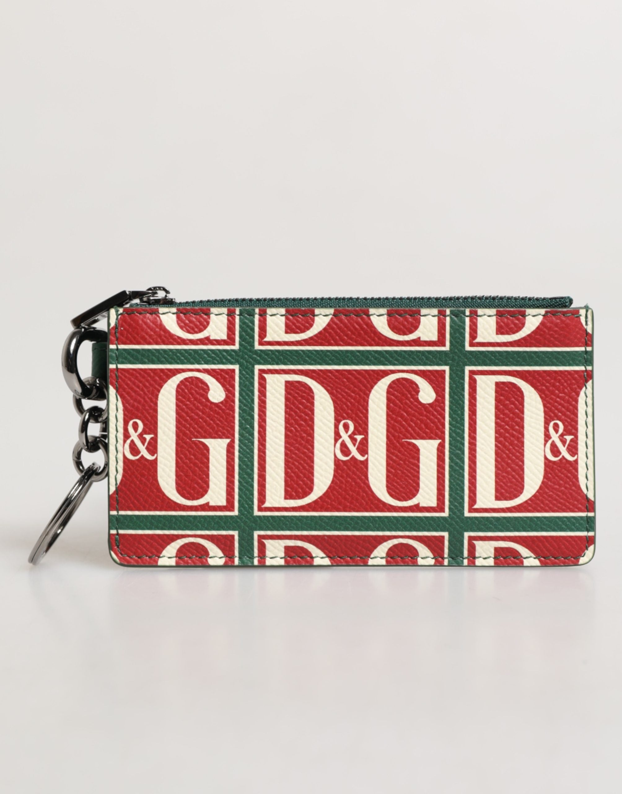 Dolce & Gabbana Green Calf Leather Logo Print Monogram Card Holder Men's Wallet