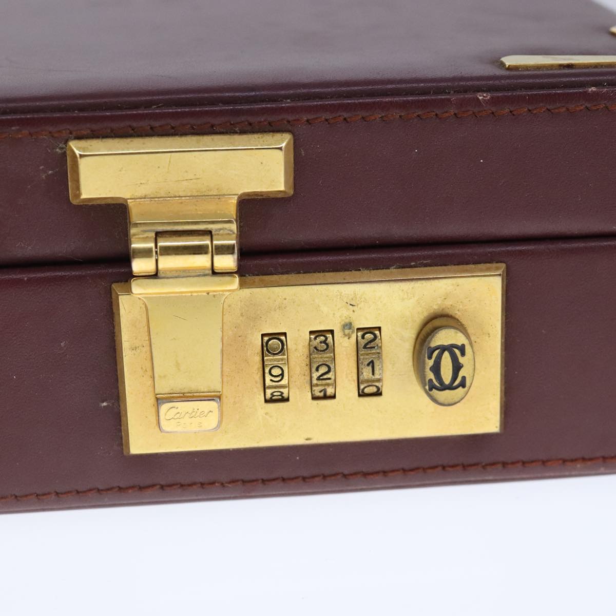 Cartier Must De Cartier Burgundy Leather Travel Bag (Pre-Owned)