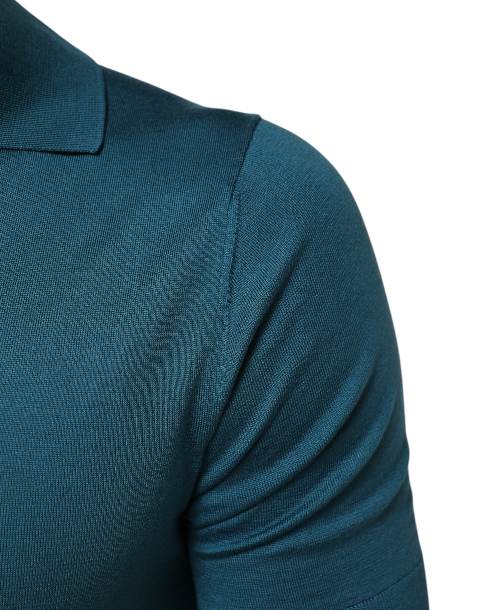Dolce & Gabbana Teal Blue Silk Collared Short Sleeves Polo Men's T-shirt (Pre-Owned)
