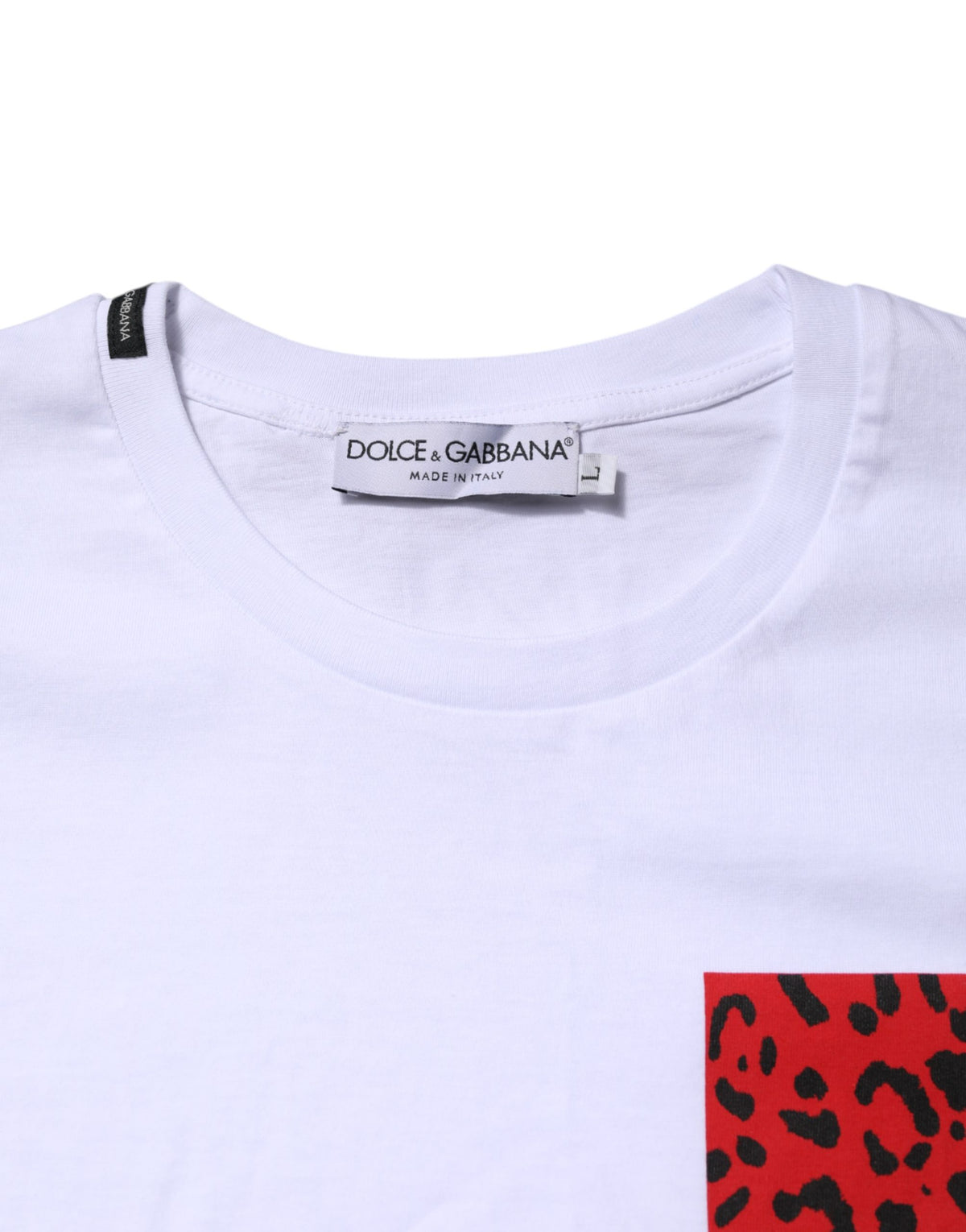 Dolce & Gabbana White Cotton Leopard Print Crew Neck Men's T-shirt (Pre-Owned)