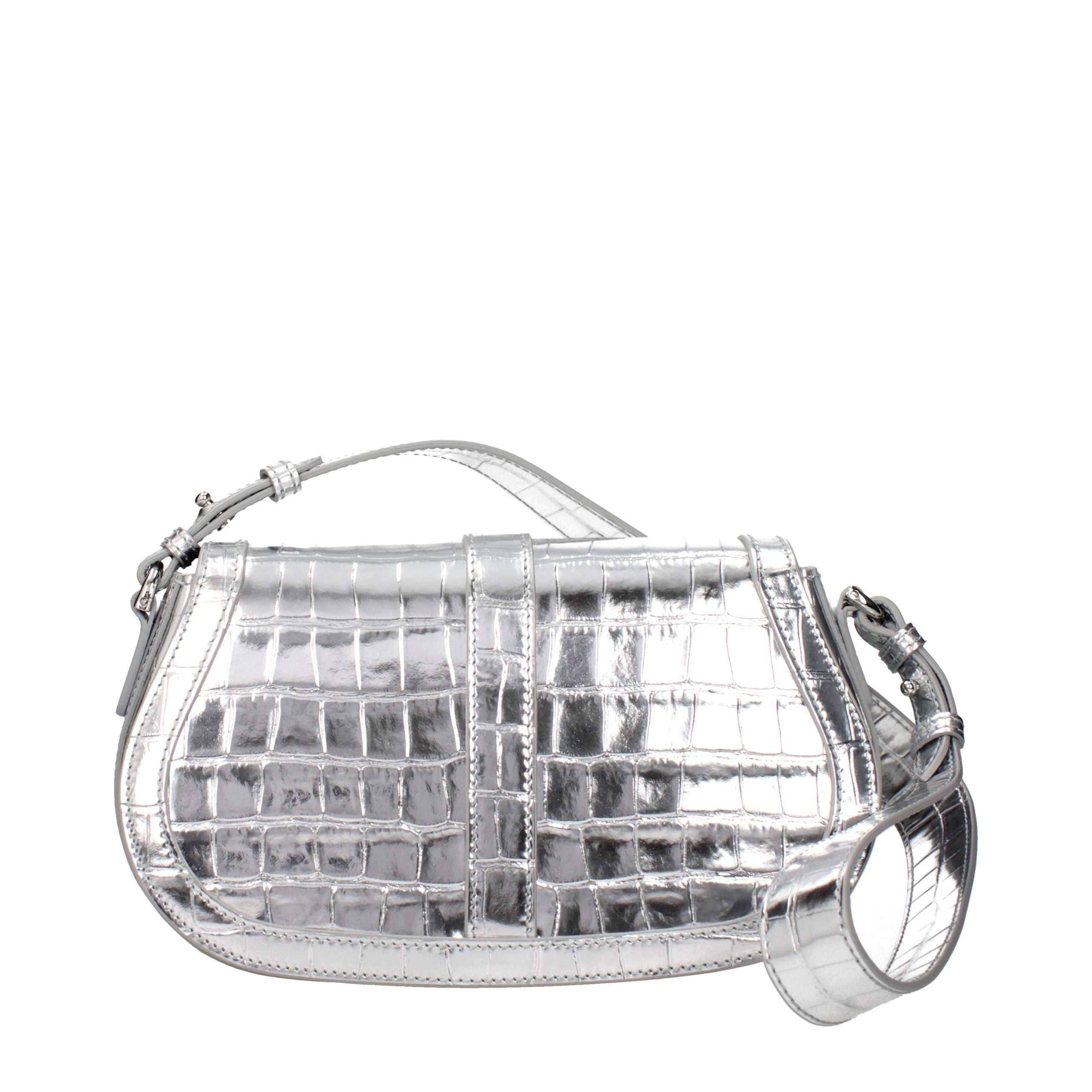 Versace Gray Leather Shoulder Women's Bag