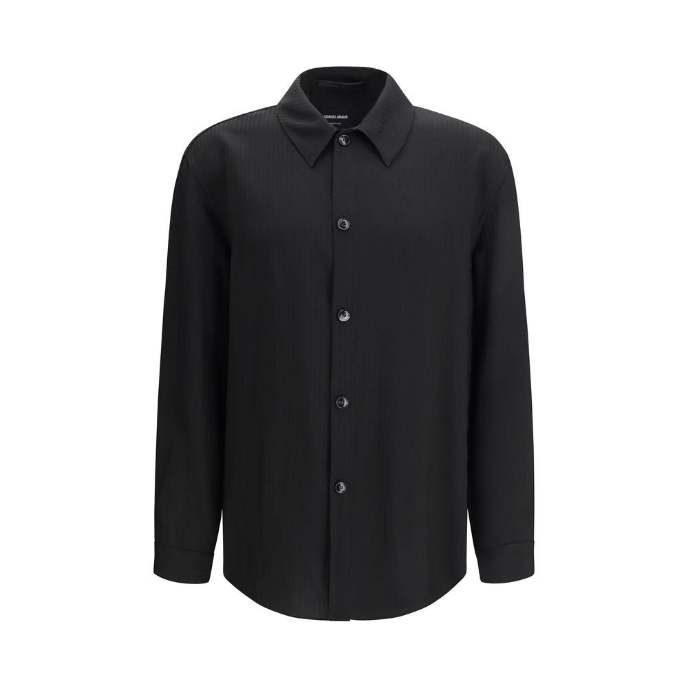Giorgio Armani Black Viscose Dress Men's Shirt