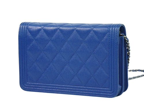 Chanel Boy Blue Leather Wallet  (Pre-Owned)