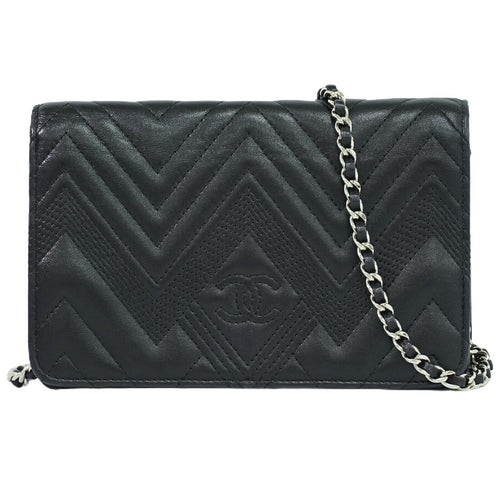 Chanel Shoulder Bag Black Leather Wallet  (Pre-Owned)