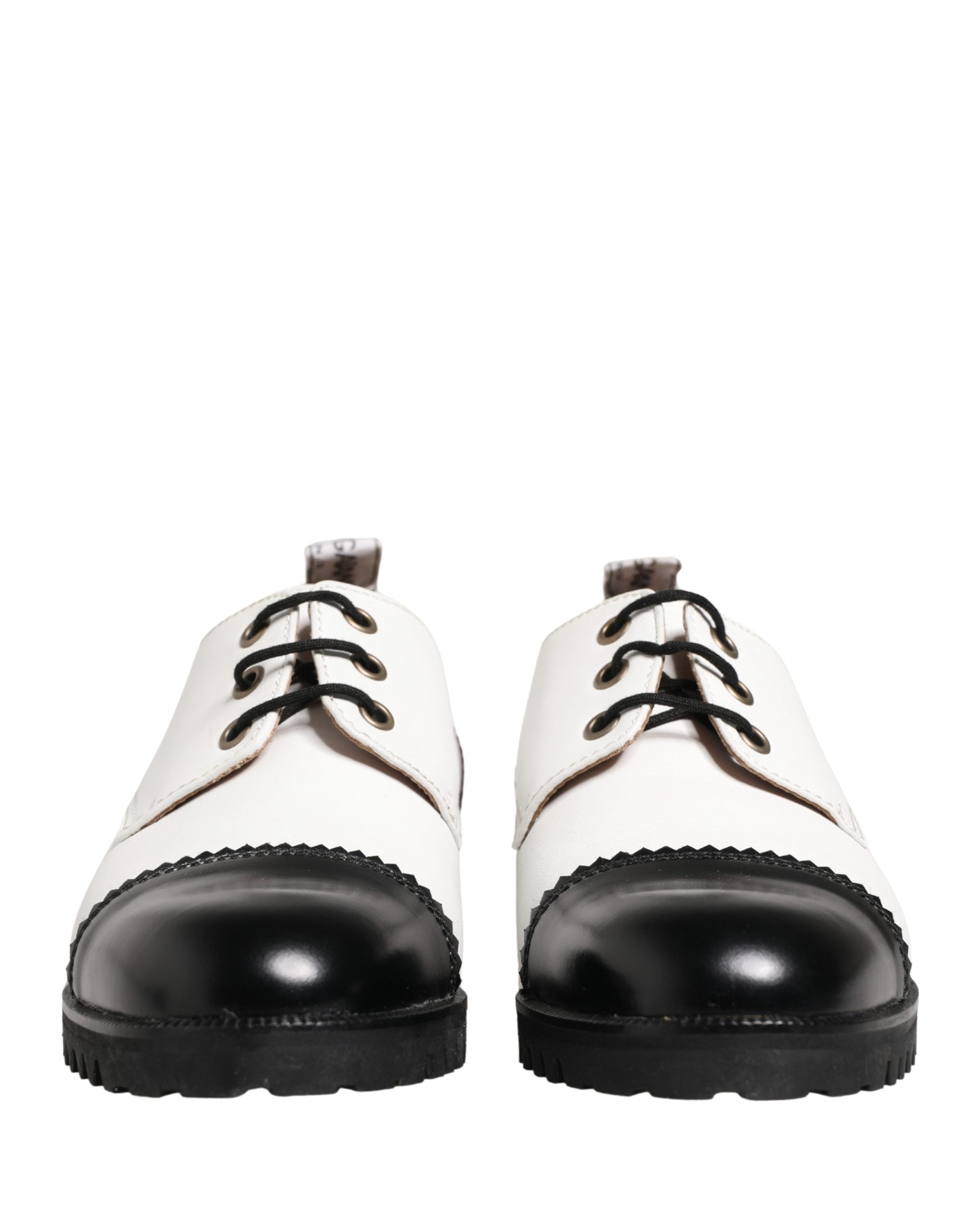 Cesare Paciotti Black White Leather Derby Women's Shoes