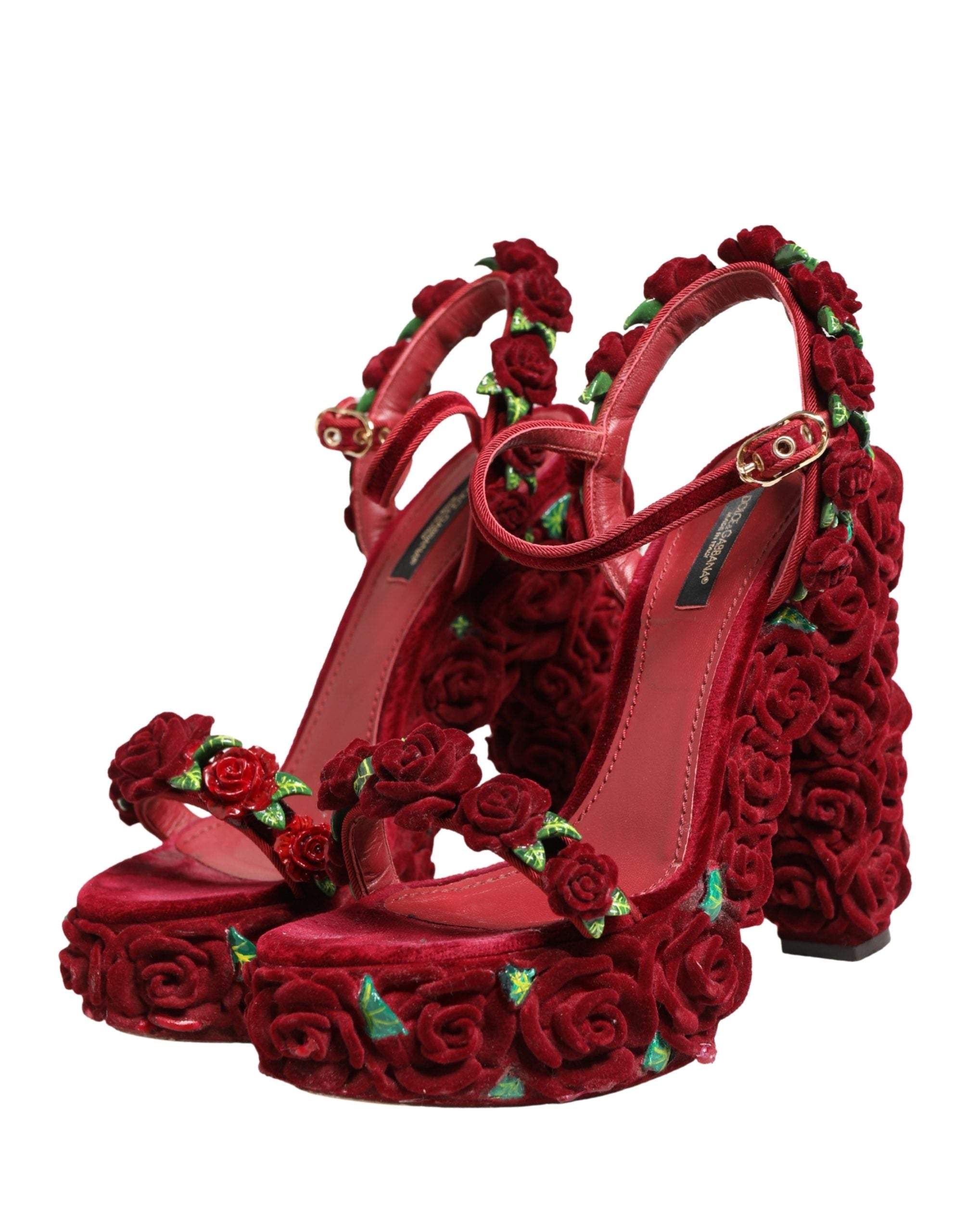 Dolce & Gabbana Red Rose Embellished Platform Sandals Women's Shoes (Pre-Owned)