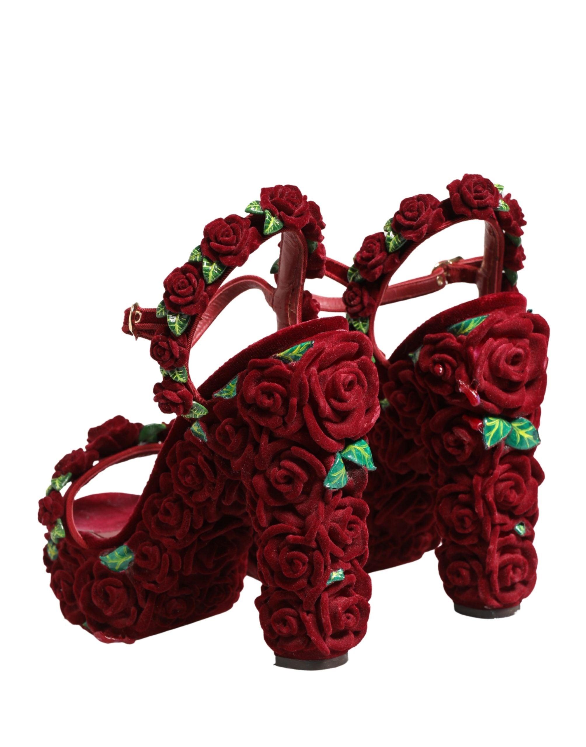 Dolce & Gabbana Red Rose Embellished Platform Sandals Women's Shoes (Pre-Owned)