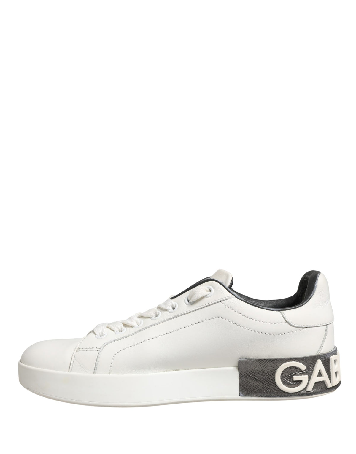 Dolce & Gabbana White Black Portofino Leather Sneakers Women's Shoes (Pre-Owned)