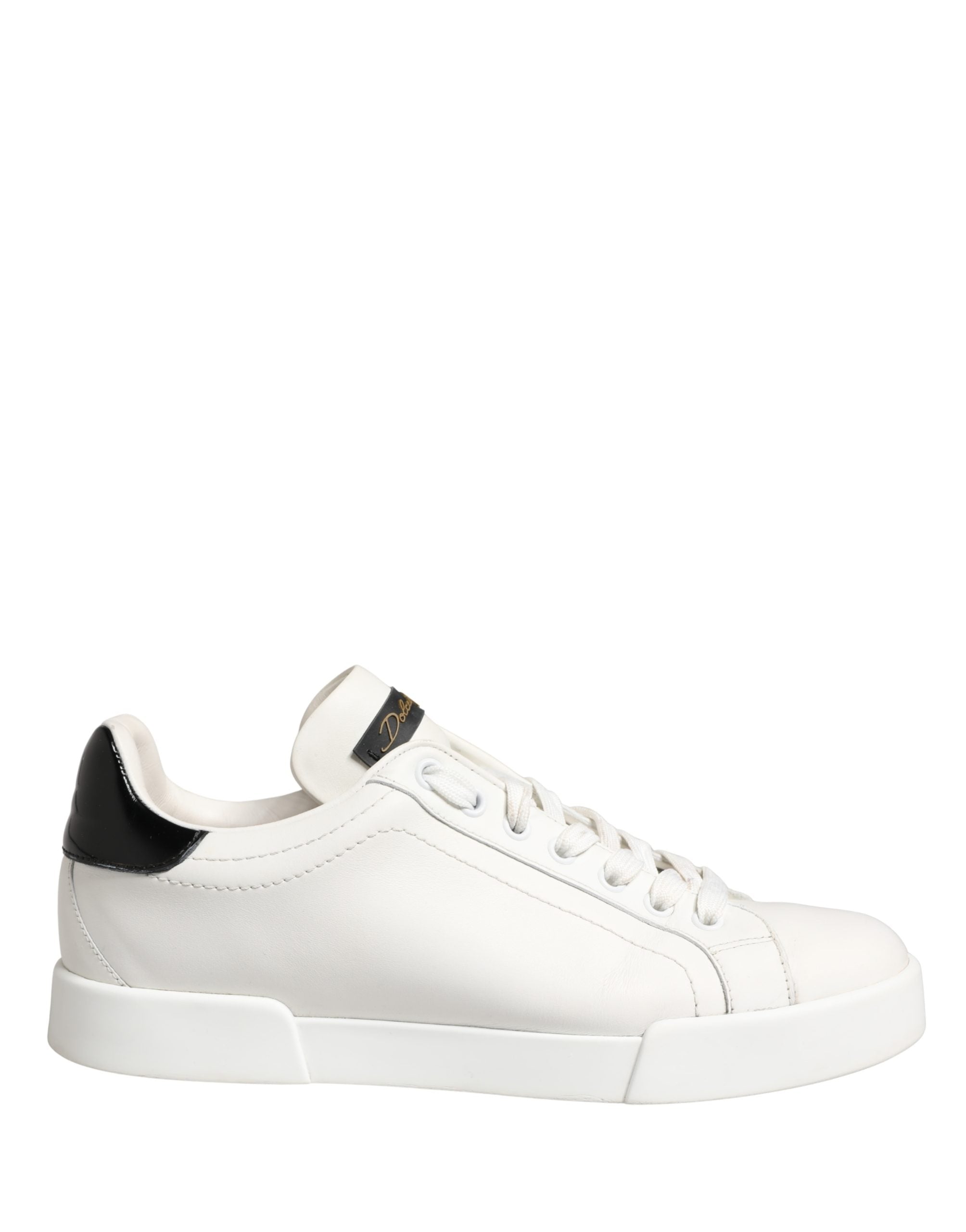 Dolce & Gabbana White Black Portofino Leather Sneakers Women's Shoes (Pre-Owned)