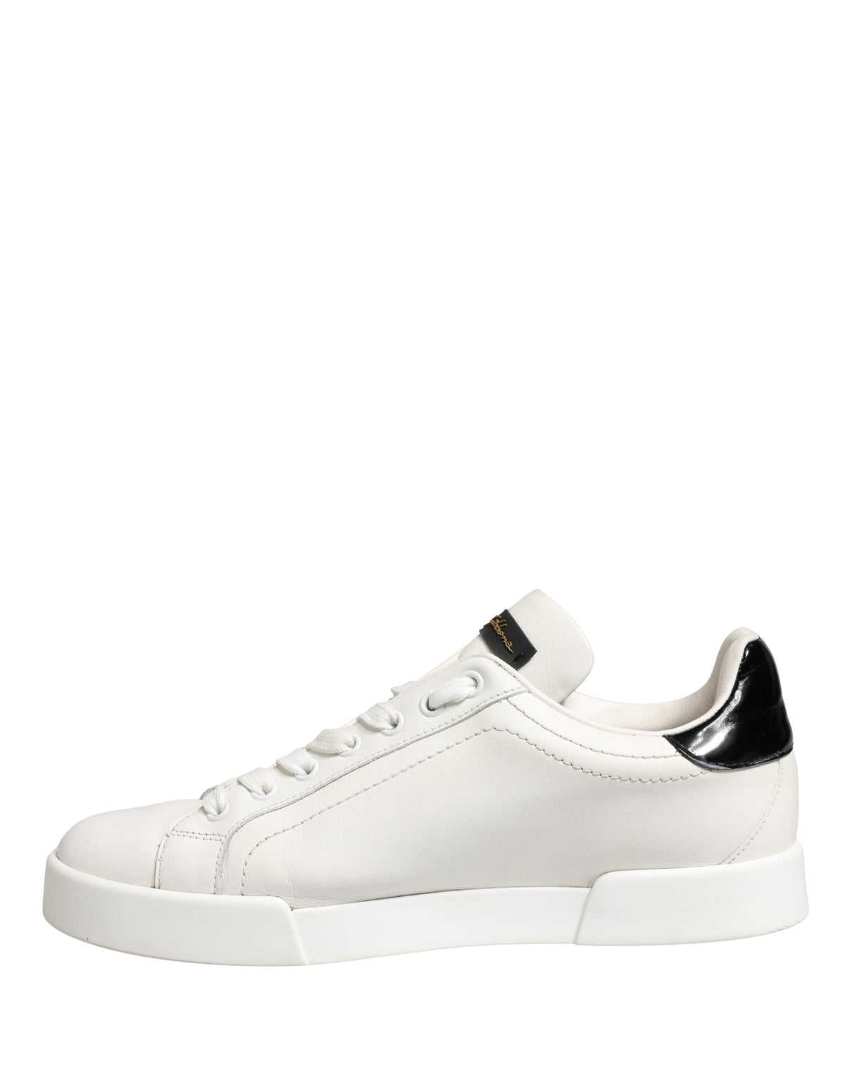 Dolce & Gabbana White Black Portofino Leather Sneakers Women's Shoes (Pre-Owned)
