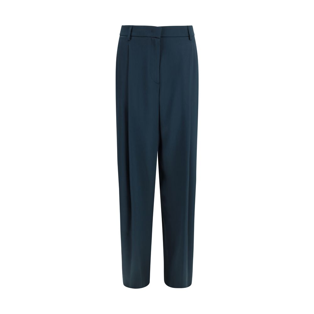 Giorgio Armani Blue Silk Casual Women's Pants