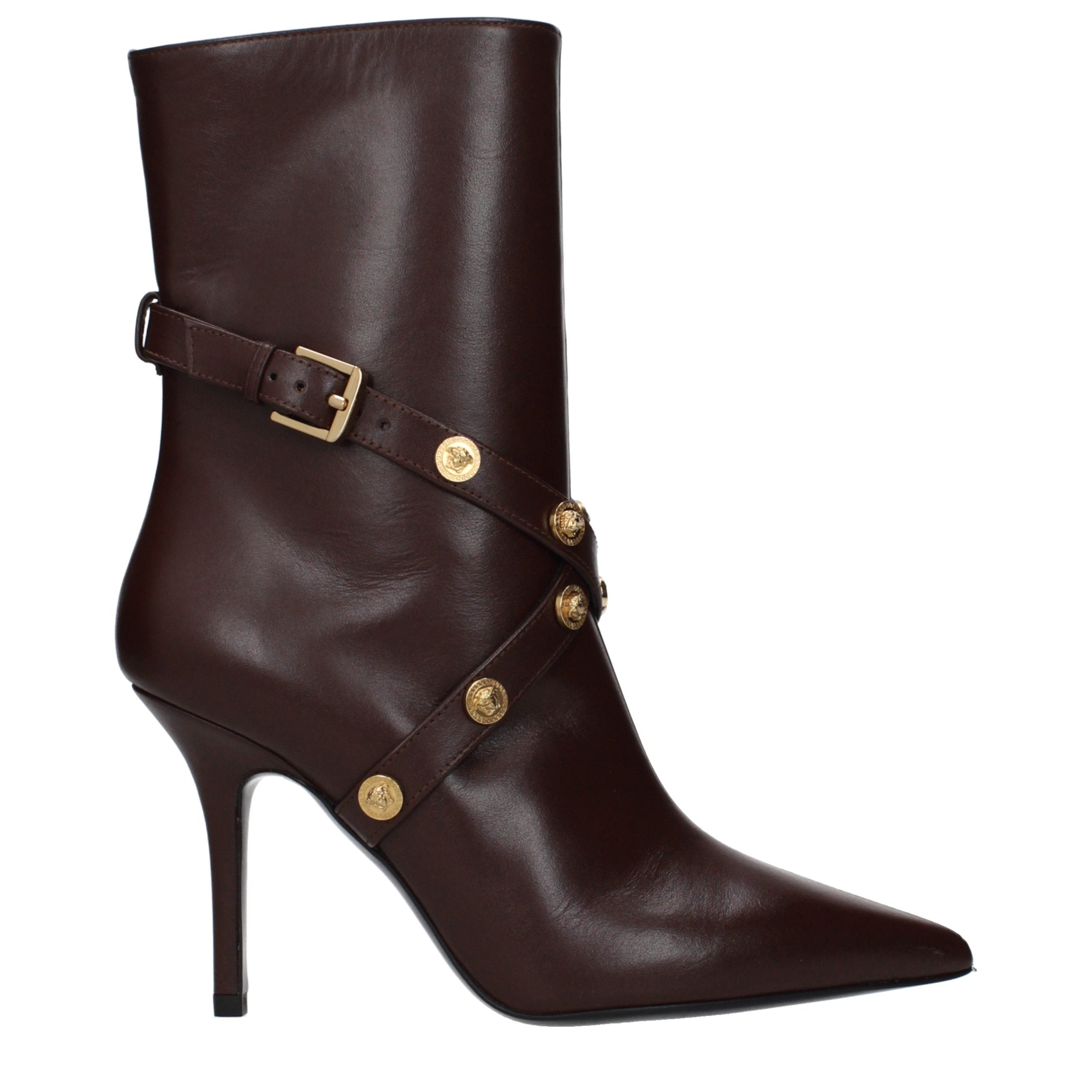 Versace Brown Leather Ankle Women's Boots