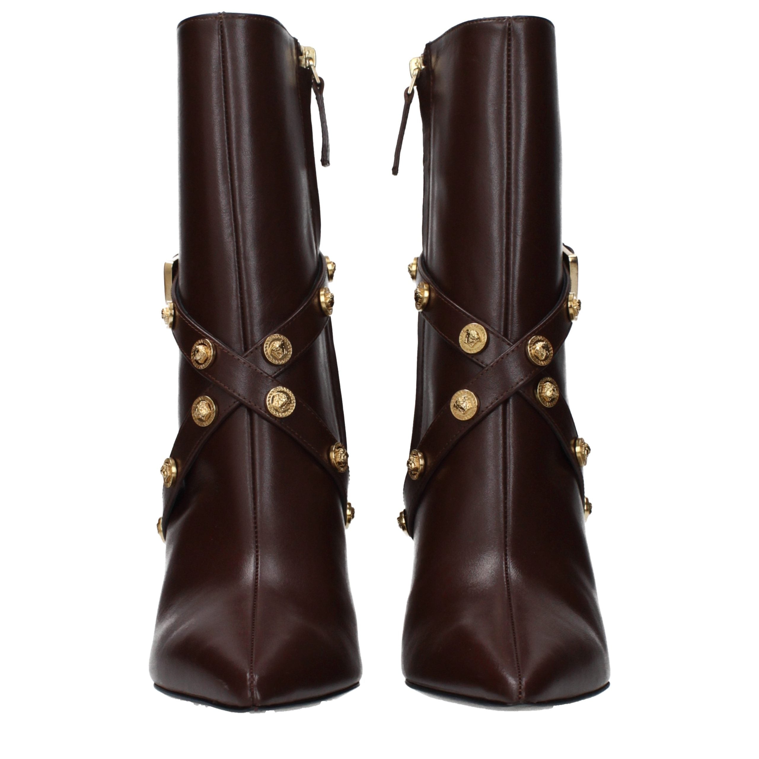 Versace Brown Leather Ankle Women's Boots