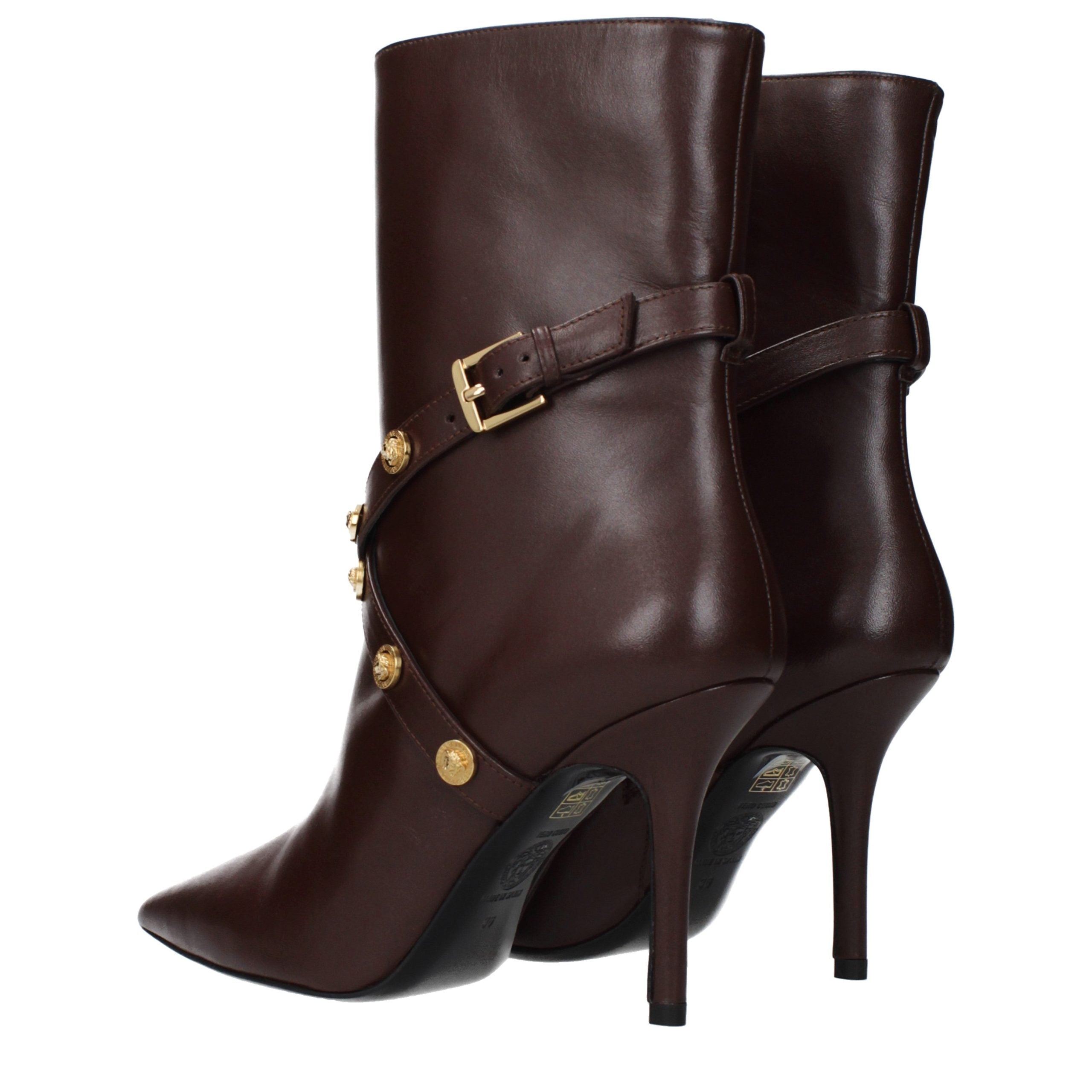 Versace Brown Leather Ankle Women's Boots