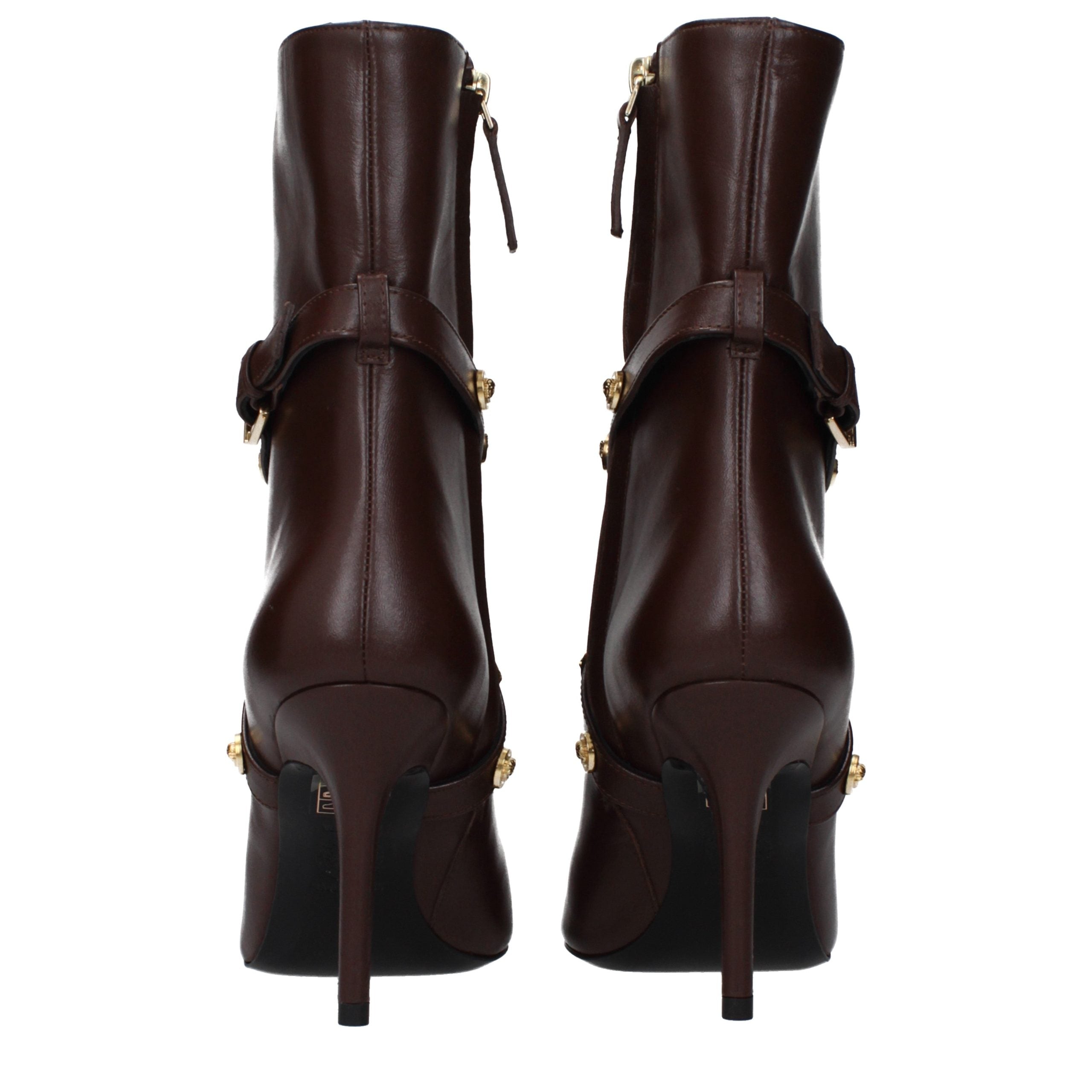 Versace Brown Leather Ankle Women's Boots