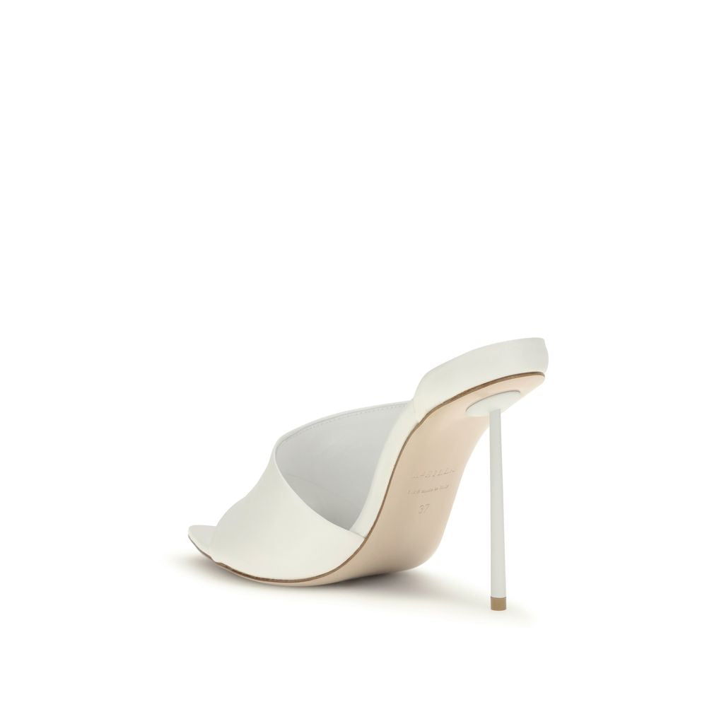 LE SILLA White Calf Leather Bos Taurus Stiletto Heel Women's Sandals