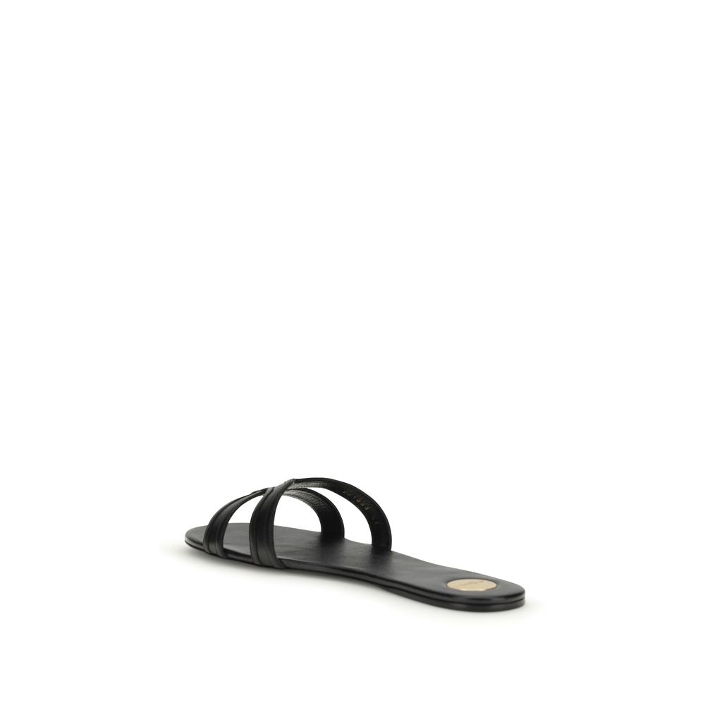 Saint Laurent Black Calf Leather Bos Taurus Women's Sandals