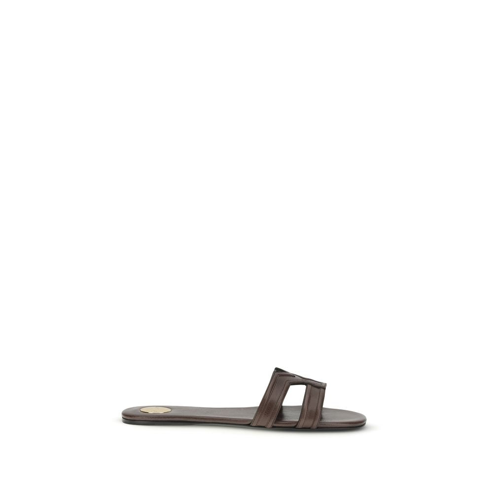 Saint Laurent Brown Calf Leather Bos Taurus Women's Sandals