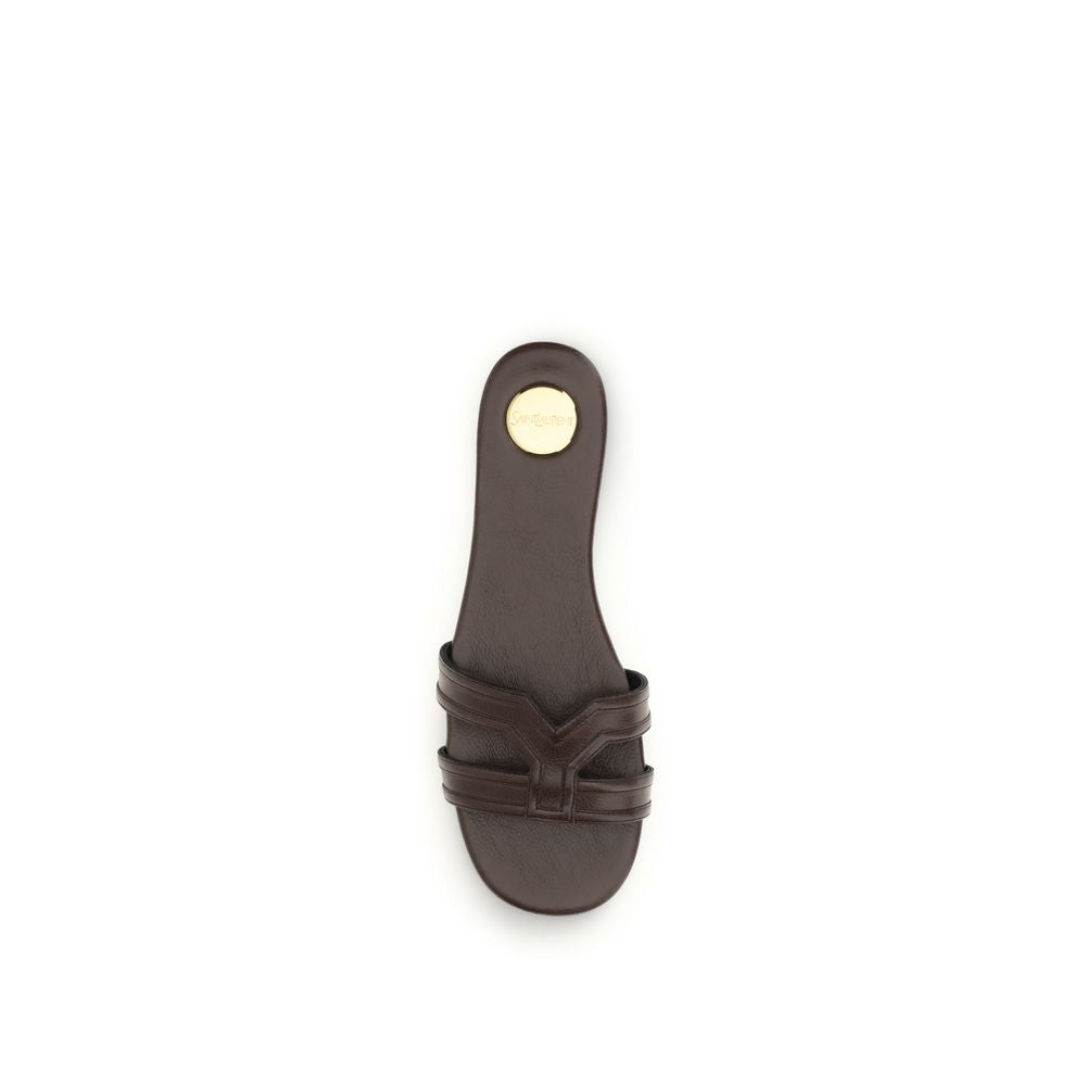 Saint Laurent Brown Calf Leather Bos Taurus Women's Sandals